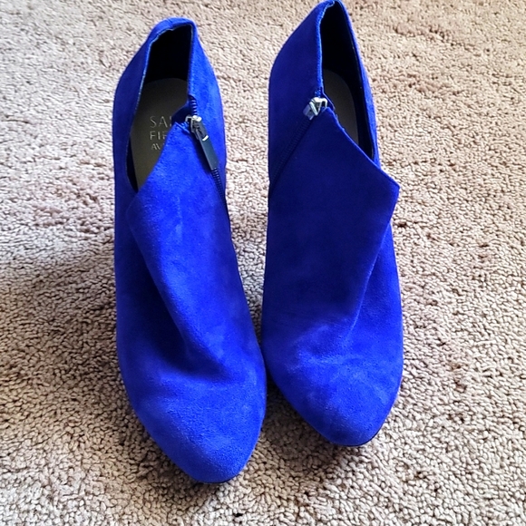 Royal Blue Suede Ankle Boots - Picture 1 of 3